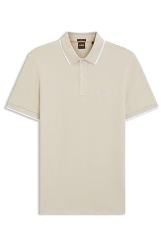 BOSS Mens Passertip Logo-Patch Slim-fit Polo Shirt in Stretch Cotton