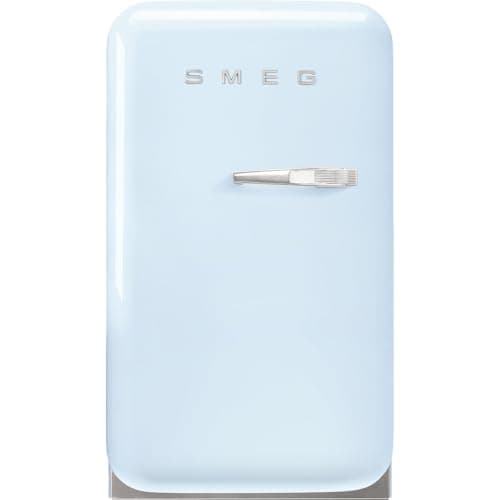 Smeg, FAB5LDPB6 Minibar Kühlschrank, Vintage, eine Tür, 34 l, Scharniere links, statische Kälte, 2 verstellbare Einlegeböden, Flaschenhalter und LED-Beleuchtung, Höhe 72,5 cm, Azurblau