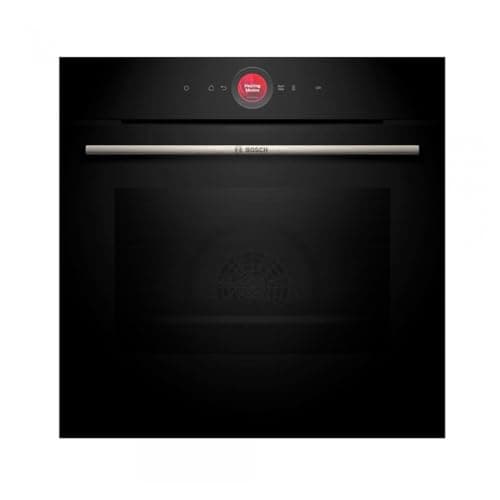 Bosch HBG7741B1 - Forno da incasso Smarter serie 8, 60 x 60 cm, prodotto in Germania, nero, pirolisi e idrolisi, autopulente, Air Fry, Bosch Back Assist, 4D aria calda, touch screen a colori e anello