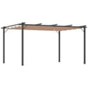 Outsunny Gazebo Pergola da Giardino 3x4m con Telo Scorrevole in Poliestere e Struttura in Alluminio, Grigio e Marrone - 1