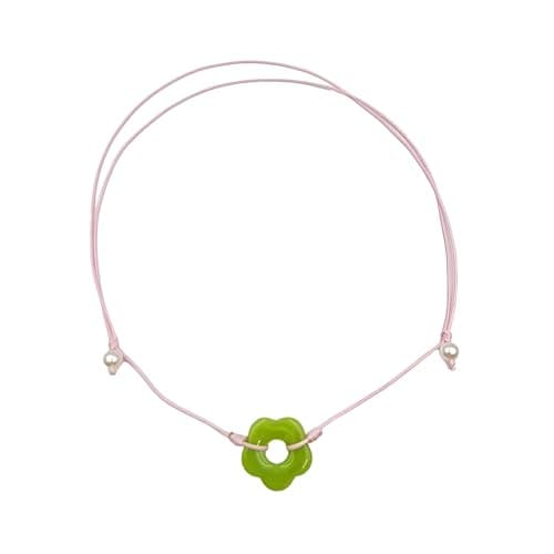 Girocollo con Fiore in Argento Sterling 925 per Donne e Ragazze, Collana con ciondoli Pendente Cavo con Pendente colorato Regolabile, Donna