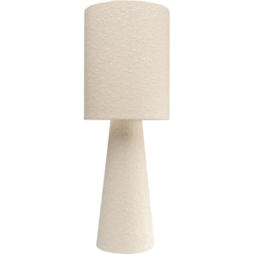 Kare Design Lámpara de Mesa Marleen Beige Bouclé, Blanco, Algodón, Elegante, Moderna, Altura 60 cm, Luz Decorativa, Decoración para Sala de Estar, sin Bombilla Incluida