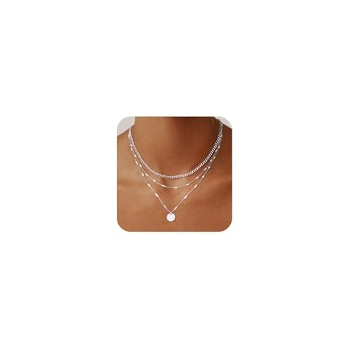 Meteorstarry Kette Silber 925 für Damen, Layering Halskette mit Kreis Anhänger Silberkette Personalisierte Silber Modeschmuck Hochzeitstag Geschenke für Frauen