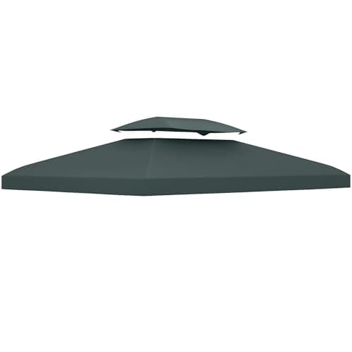 Outsunny Ersatzdach für Pavillon 3 x 4 m wasserabweisend Pavillondach mit Doppeldach Ersatzbezug für Gartenpavillon Ersatzteile aus Polyestet-Stoff Kohlegrau