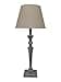AcaciaHome Modern Tall Wooden Washed Table Lamp - Traditional Shabby Chic Design with Taupe Linen Shade, Wood Effect Finish for Living Rooms, Bedrooms, or Hallways Decor (32cm Grey with Cream Shade) - 1