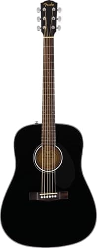Fender CD-60S Dreadnought Acoustic Guitar, Walnut Fingerboard, Black, Comes with Free Virtual Lessons