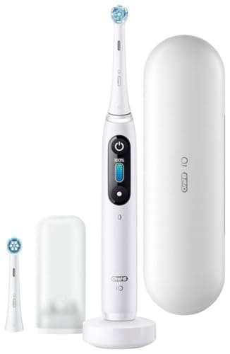 Oral-B iO Series 8 - Cepillo de dientes eléctrico, 2 cabezales de cepillo, 6 modos de cepillado para el cuidado dental, regalo de San Valentín para él o ella, pantalla y estuche de viaje, diseñado por