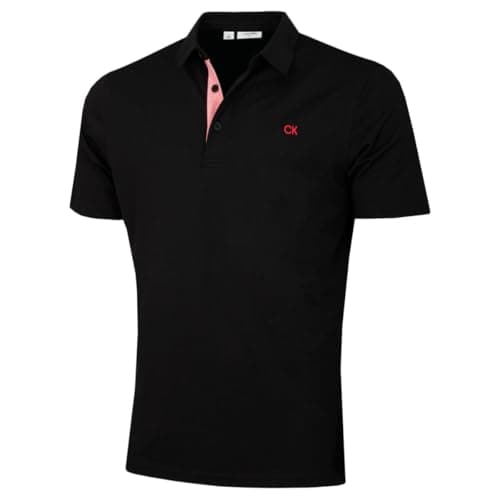Calvin Klein Mens Prep Campus Oxford Polo Shirt - Solid Black - L