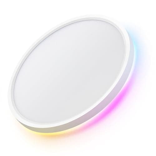 LuminexDesigns LED Deckenleuchte Dimmbar Smart - Deckenlampe Flach mit RGB Hintergrundbeleuchtung WIFI APP Fernbedienung Sprachsteuerung kompatibel Alexa & Google Assistant für Wohnzimmer Schlafzimmer
