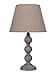 AcaciaHome Modern Tall Wooden Washed Table Lamp - Traditional Shabby Chic Design with Taupe Linen Shade, Wood Effect Finish for Living Rooms, Bedrooms, or Hallways Decor (31cm Grey with Cream Shade) - 1
