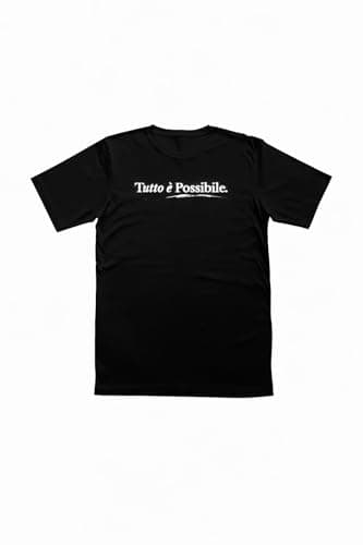 GEOLIER Official T-Shirt “Tutto è Possibile” – Maglia Nera Unisex in Cotone con Logo Album e Foto Ufficiale | Merchandising Rap Italiano (IT, Testo, S, Regular, Regular)