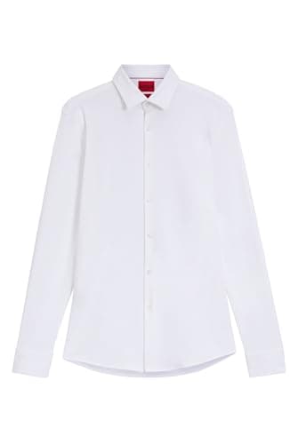 HUGO Camicia da uomo Kenno slim fit in jersey elasticizzato, bianco, 43