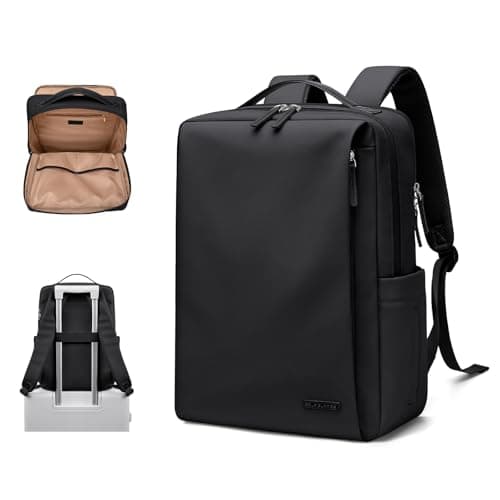 GOLF SUPAGS Mochila Mujer Hombre de Piel Sintética, Elegante Mochila Ordenador Portatil de 15.6 Pulgadas, Mochila Viaje Multifuncional Resistente al agua, para Universidad, Trabajo, Viajes (Negro)