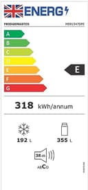 Fridgemaster MS91547DFE Freestanding American Side by side Door Fridge Freezer 547L, Metal Grey, Inverter compressor, Non-Plumbed Water Dispenser, 91 × 178.6 × 64.3 cm (W×H×D) Energy Rating E - 12