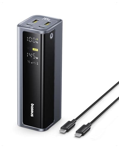 Baseus EnerGeek 145W 20800mAh Laptop Powerbank, Externer Akku mit 2X USB-C PD 3.0 100W Max Schnellladung, Digitaldisplay, Kompatibel mit MacBook Pro, Dell, HP, SteamDeck, iPhone 16/15/14/13, Samsung