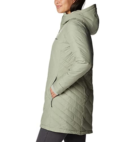Columbia Heavenly Long Hooded Jacket, Piumino Con Cappuccio Donna, Safari, XS