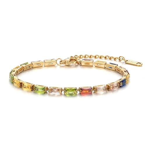 Joo&Rind Gold Armband Damen Edelstahl Tennis Armband Vergoldet 18K Wasserfest Zirkonia Armbänder Schmuck Geschenk für Frauen