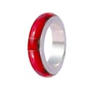 Anello con Pietra Preziosa di Corallo Rosso per Donna Uomo Argento Sterling 925 Design Moderno Anello a Fascia Fatto a Mano Anello di Promessa per Coppia di Gioielli, Taglia 17 - 2