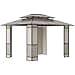 Outsunny Gazebo da Giardino 3.7x3m con Tetto in Policarbonato a 2 Livelli, Struttura Acciaio e Alluminio, Marrone - 1