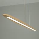 LED Wood Pendant Lamp Dining Table Pendant Lamp, Dimmable Modern Pendant Lamp Wood With Remote Control, Modern Straight Design Living Room Lamp Hanging For Kitchen Office Dining Room (Wood, 150 cm) - 5