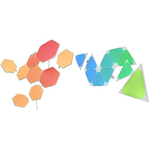 Nanoleaf Shapes Hexagons Starter Kit - 9 Light Panels & Shapes Mini Triangles Expansion Pack - 10 Additional Mini Light Panels