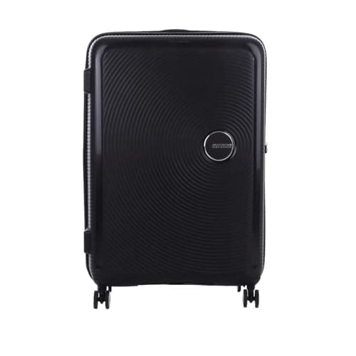 American Tourister Soundbox - Hard Shell Suitcase 77 cm Large - Trolley Case with 4 Wheels, TSA Lock, Expandable & Light - 97/110 L - Bass Black