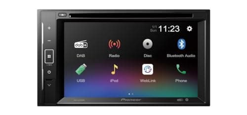 Pioneer AVH-A240DAB-Sintonizzatore CD/DVD touchscreen da 6.2" con mirroring per smartphone, Bluetooth, radio digitale DAB/DAB+, GEQ a 13 bande, funzioni audio avanzate e qualità audio premium
