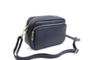 Lusso in pelle Double Zip Genuine Italian Leather Handbag - Handmade Leather Crossbody Bag - Elegant Women's Handbag (Navy) - 1