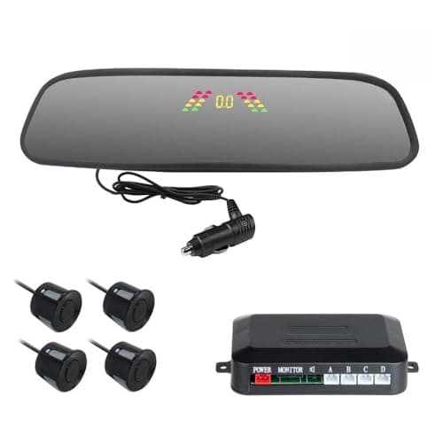 MASO, radar wireless per retromarcia auto con kit 4 sensori, sensore di parcheggio retromarcia auto con sistema radar sensibile, radar wireless per retromarcia auto DC 12V 0,3-2,0m/11,81-78,74in, Nero