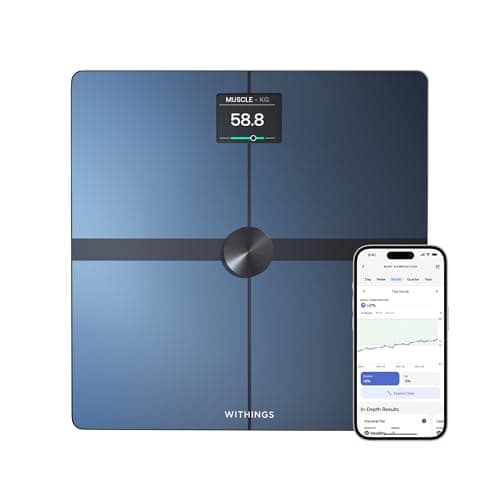 WITHINGS Body Smart - Bilancia pesapersone digitale WLAN/grasso corporeo per composizione corporea estesa, con massa muscolare, percentuale d'acqua, densità ossea, colore nero