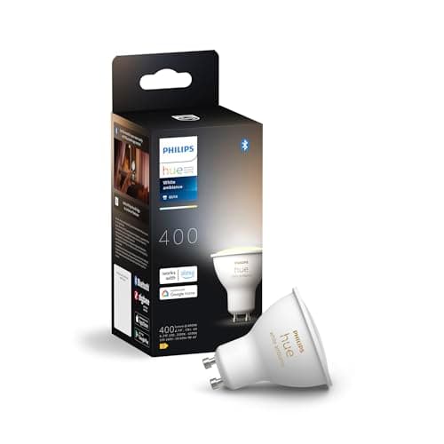 Philips Hue White Ambiance, Faretto LED Smart GU10, Luce Bianca da calda a fredda, 400lm, Compatibile con Bluetooth, controllo vocale con Alexa, Apple Home e Google Assistant