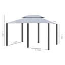 Outsunny Cenador para Jardín 3x4 m Pérgola de Jardín Gazebo con Doble Techo Paredes Laterales Resistente al Agua Carpa para Exterior Terraza Patio Gris - 7
