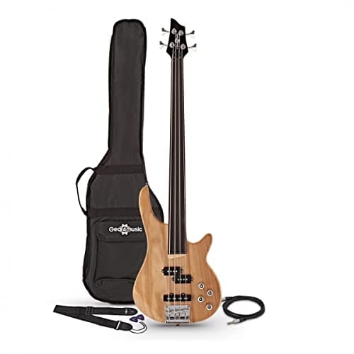Gear4music Basso fretless Chicago con accessori