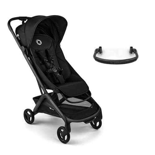 Bugaboo Butterfly 2 Lightweight Travel Stroller Cabin Size - Set with Bumper Bar - One-Hand Fold Portable Pushchair, Baby Buggy with Reclining Seat, Storage Basket, Carry Strap – Heritage Black