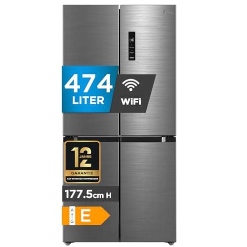 Midea MDRF632FIE46 Multi Door Kühlschrank mit PlasmaPure | NoFrost, 474L (305L+169L), Smart*Cooling|Inverter-Technologie| AllAround Cooling|Vario-Box, 177.5cm hoch [Energieklasse E]
