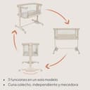 lionelo Pari Cuna 3 en 1 hasta 9 kg, Cuna de colecho, Cama Mecedora, Ajuste de Altura e inclinación del colchón, 4 Ruedas con Freno, Colchón Ergonómico, Malla Transpirable, Bolsa, Minicuna - 2