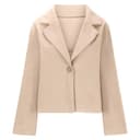 Generisch Cappotto corto di lana da donna con bottoni, tinta unita, giacca invernale alla moda, giacca di lana leggera, Essentials, giacca invernale per il tempo libero, giacca a vento, beige., S - 6