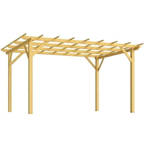 Outsunny Pergola Garten im Freien 3 x 4 m versenkbare Schiebepergola, Holzpergola, Gartenlaube für Kletterreben, Blumen, Rosen, Pergola für Terrasse, Patio, Naturholz