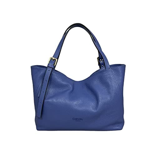 Cheval Firenze Borsa a spalla Sarin, Vera Pelle Made in Italy (Blu Pervinca)