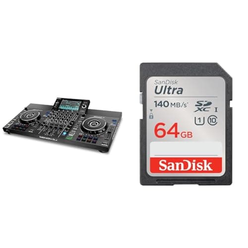 Denon DJ SC LIVE 4 - Standalone DJ Controller, 4-Channel Mixer, Amazon Music Unlimited Streaming & SanDisk 64GB Ultra SDXC card up to 140 MB/s with A1 App Performance UHS-I Class 10 U1