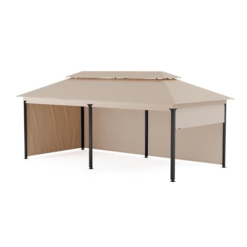 Blumfeldt Grandezza Cortina - Gazebo da Esterno, Resistente, 3x6m, Struttura in Acciaio, Tetto & Pannelli Laterali in Poliestere, Protezione UV, Beige