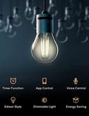 Meross 2PCS Smart Lampadine Alexa LED con dimmerabile bianco caldo Vintage Edison E27, Lampadine Wifi 9W(equivalente a 60W )Compatibile con Apple HomeKit Siri, Alexa, Google Assistant & SmartThings - 3