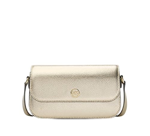 Michael Kors Jet Set Travel - Bandolera pequeña de piel metálica, color dorado pálido, Oro pálido, Small
