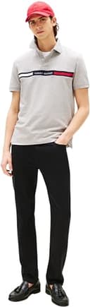 Tommy Hilfiger Uomo Maglietta Polo Maniche Corte Chest Insert Regular Fit, Grigio (Light Grey Heather), L - 3