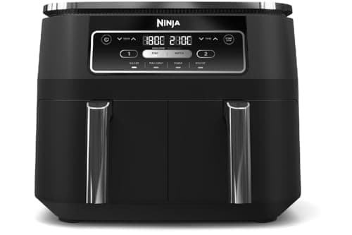 Ninja Foodi Dual Zone Digital Air Fryer, 2 Drawers, 7.6L, 4-in-1, Does Not Use Oil, Air Fry, Max Crisp, Fry, Reheat, Non-Stick Coating, Dishwasher Safe Baskets and Crisper Plates
