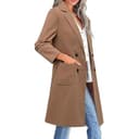 Gabardina corta para mujer, abrigo de invierno de mezcla lana color camel, abrigo medio largo, chaqueta con solapa cruzada y muesca, ropa - 2