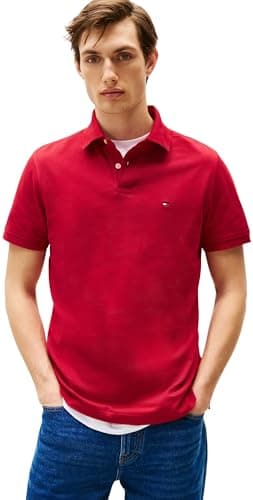 Tommy Hilfiger Uomo Maglietta Polo Maniche Corte 1985 Regular Fit, Multicolore (Medium Red), M