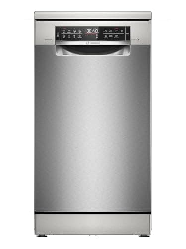 Bosch SPS6EMI21E Serie 6, Lavastoviglie Smart da libera installazione, 10 coperti, Cestelli personalizzabili, Motore EcoSilence Drive, Acciaio spazzolato anti-impronta, 45 cm.