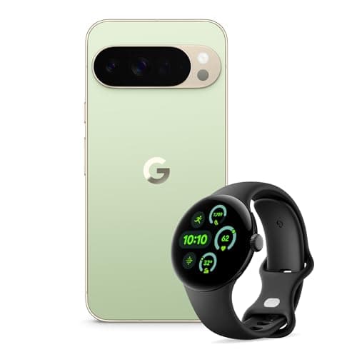 Google Pixel 10 Pro XL - Unlocked Android Smartphone with Gemini, Triple Rear Camera, 24+ Hour Battery and 6.8" Super Actua Display - Jade, 256GB + Watch 3 (Obsidian)