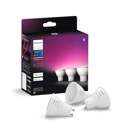 Philips Hue White & Color Ambiance GU10 LED Spot 3-Pack (400 lm), Dimmable LED Bulbs for Hue Lighting System with 16 Million Colours, Smart Light Control via Voice and App